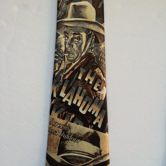 Mercedes Humphrey Bogart The Oklahoma Kid Mens Silk Tie Hand Made Western Cowboy - Picture 7 of 7